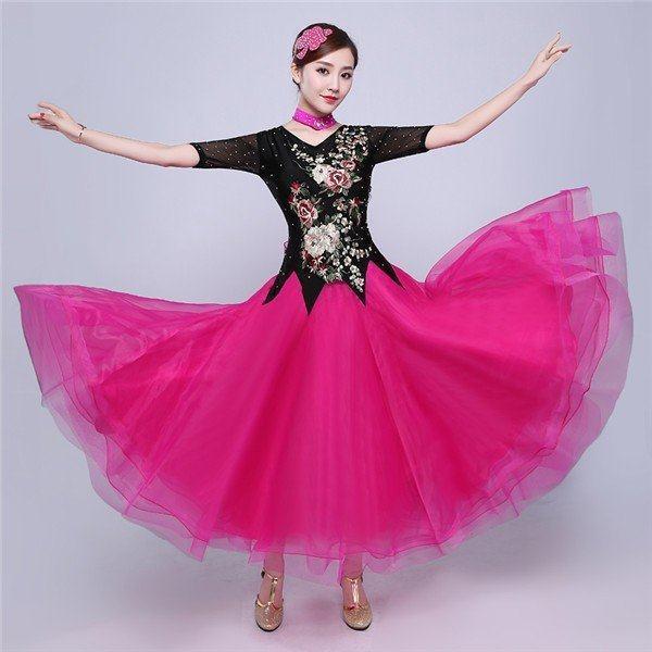 お中元 社交ダンス モダンドレス ラテンドレス 赤 白 ラテン衣装 社交ダンスドレス 大きい裾 ダンス衣装 ワンピース M 2xl Materialworldblog Com