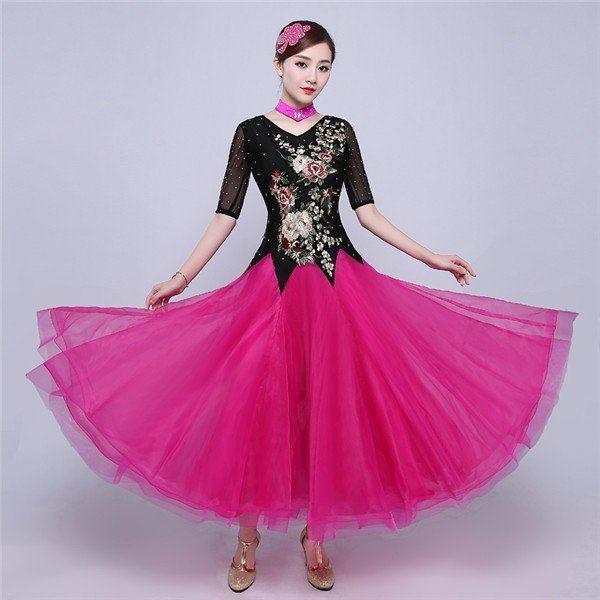 お中元 社交ダンス モダンドレス ラテンドレス 赤 白 ラテン衣装 社交ダンスドレス 大きい裾 ダンス衣装 ワンピース M 2xl Materialworldblog Com