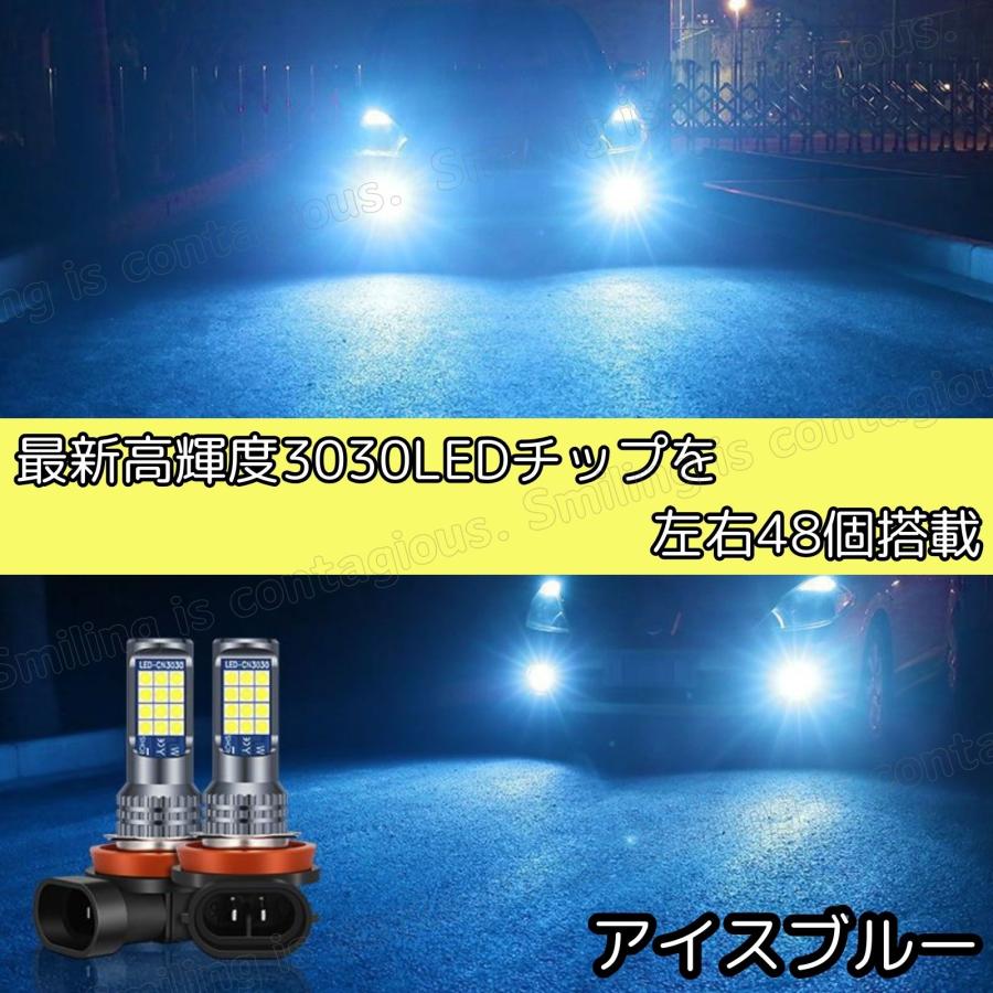 LEDフォグランプ H8 H11 H16 汎用 6800lm アイスブルー フォグランプ