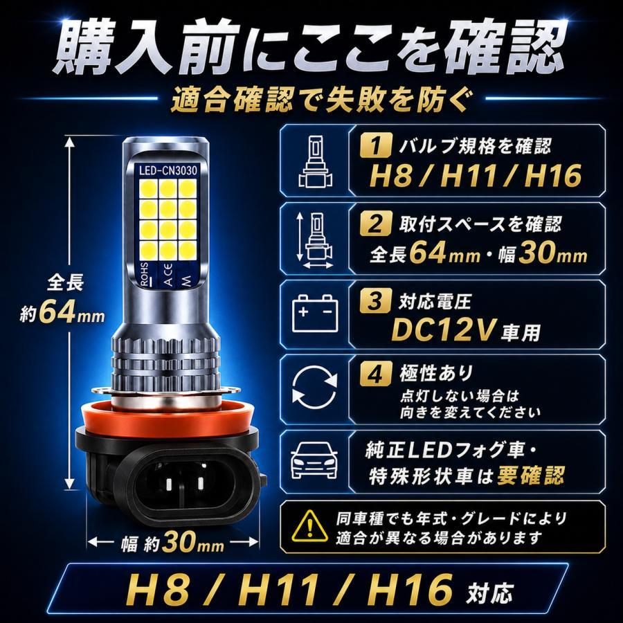 LEDフォグランプ H8 H11 H16 汎用 6800lm アイスブルー フォグランプ