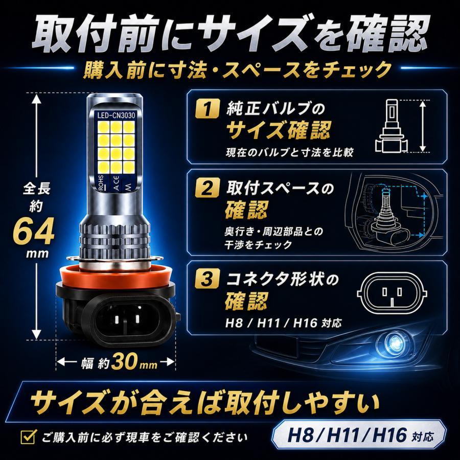 LEDフォグランプ H8 H11 H16 汎用 6800lm アイスブルー フォグランプ