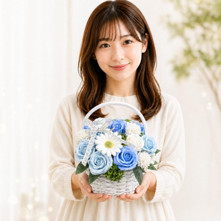 ソープフラワー 母の日 ギフト 花かご Lサイズ 枯れない花 バスケット