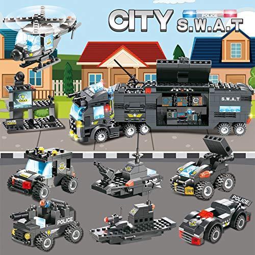 ⭐️完成品⭐️ 1110個 SWAT 市警察署 モバイル コマンド センター トラック 車 ビルディングブロックセット 25種類のモデル ポリス 車 ヘリコプタ 【2753754949】(13988円)
