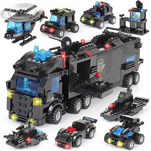 ⭐️完成品⭐️ 1110個 SWAT 市警察署 モバイル コマンド センター トラック 車 ビルディングブロックセット 25種類のモデル ポリス 車 ヘリコプタ 【2753754949】(13988円)