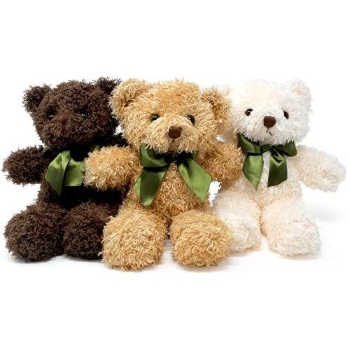 安い購入 Fluffunsテディベアぬいぐるみ 3色のかわいいテディベアぬいぐるみ 3パックのぬいぐるみ 9インチの高さダークブラウンゴールデンホワイト ぬいぐるみ qhema Com