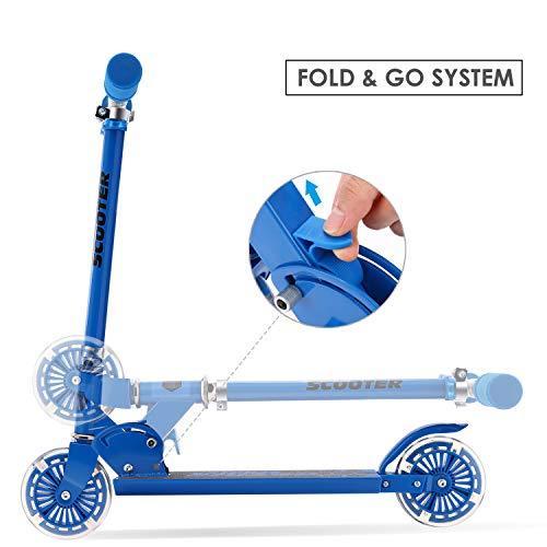 中古品 WeSkate キッズ スクーター 2輪 女の子 男の子 5歳以上 滑らかな滑り 高さ調節可能 折りたたみ式 キックスクーター LEDライトアッ 【3183107102】(16169円)