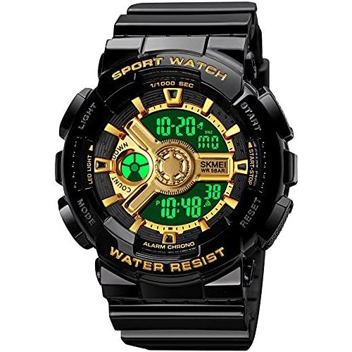 スポーツウォッチ デジタル ユニセックス レディース メンズ ユースファッション ブラックゴ ストップウォッチ アラーム 防水 デュアルディスプレイ ブロック 全日本送料無料 Themtransit Com