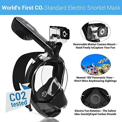 ORSEN 電動フルフェイスシュノーケルマスク CO?? 標準シュノーケルマスク SGS承認 スノーケリングギア 大人用 曇り止め 漏れ防止 シ 