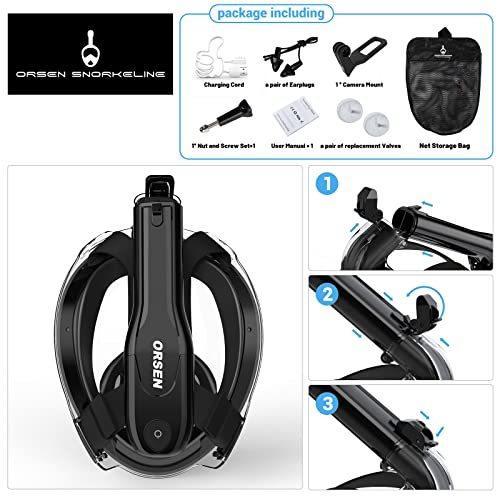 ORSEN 電動フルフェイスシュノーケルマスク CO?? 標準シュノーケルマスク SGS承認 スノーケリングギア 大人用 曇り止め 漏れ防止 シ 