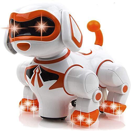 Toysery インタラクティブロボット犬子供用おもちゃ - 子供用ペットロボット子犬おもちゃ 光と音が点滅 - 散歩 ラン 樹皮 バンプ・アンド・