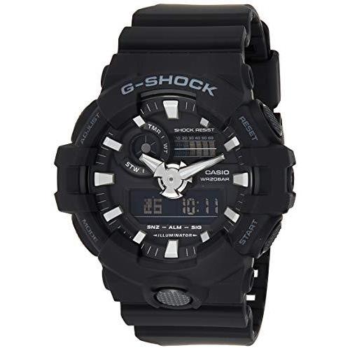 カシオG-Shockアナログ／デジタルオールブラックメンズ腕時計 200メートル防水 日付と曜日表示 GA-700-1B