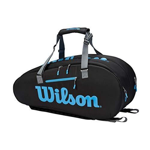 Wilsonウイルソン テニス バドミントン ラケットバッグ ULTRA 9PK ラケット9本収納可能 ブラック ブルー シルバー WR8009