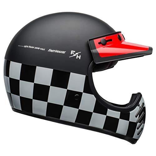 格安アウトレット 店舗 Bell Moto 3 オフロードバイクヘルメット ファストハウスチェッカーマット グロスブラック ホワイト レッド スモール 安い販売店 Milordstore It