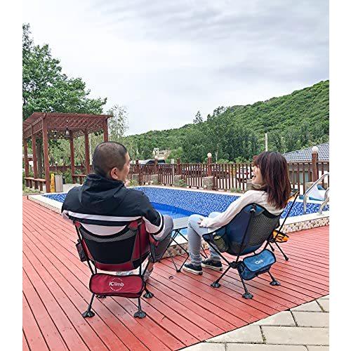 iClimb 超軽量コンパクトキャンプ折りたたみビーチチェア 沈み防止大きな足と背中のサポートウェビング付き (レッド - ベーシック) 並行輸入 レッド ベーシック ×