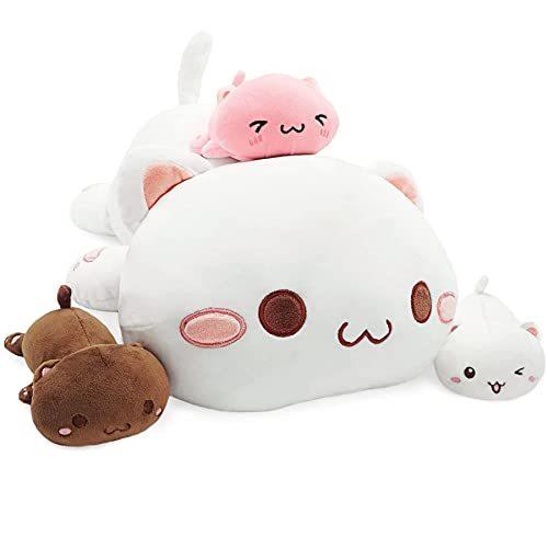最安 猫ぬいぐるみ ママ 白猫ファミリー向け 男の子 女の子 子供 かわいい猫のぬいぐるみ4個 赤ちゃんの子猫ぬいぐるみ3個付き 19 7インチ ぬいぐるみ Www Oroagri Eu