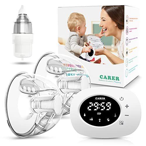 北海道ギフトコンシェルジュyahoo 店電動鼻水吸引器付きダブルブレストポンプウェアラブルポータブルブレストポンプ強力な吸引痛みのないハンズフリーブレストポンプ5モード付き充電式ミルク 半額品