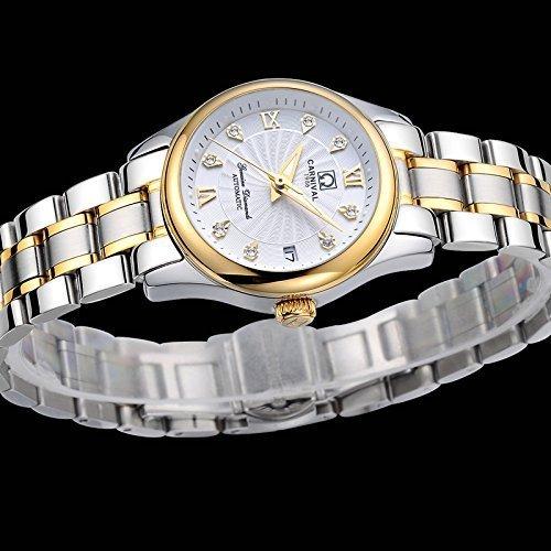 匿名！送料無料！ Carlien Women s Diamond Watch自動機械防水レディースゴールド腕時計 【K2437556102】(12382円)
