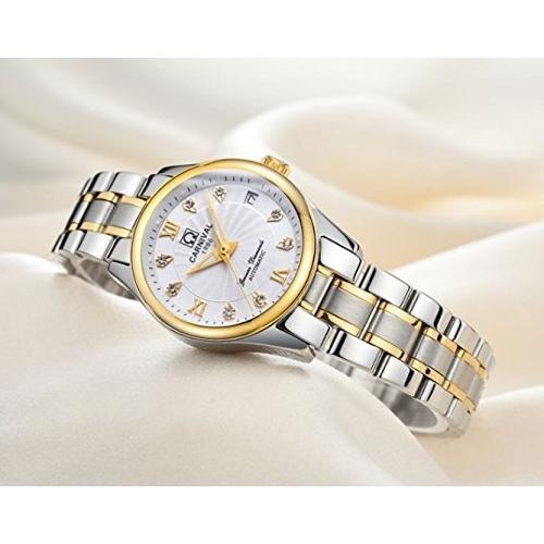 匿名！送料無料！ Carlien Women s Diamond Watch自動機械防水レディースゴールド腕時計 【K2437556102】(12382円)