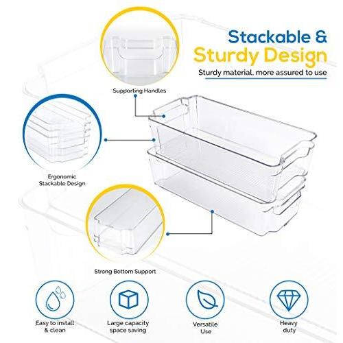 パントリーオーガナイザー8個セット 大きな引き出し4個&小さな引き出し4個 冷凍庫/キッチンカウンター/キャビネット用オーガナイザー - BPA 