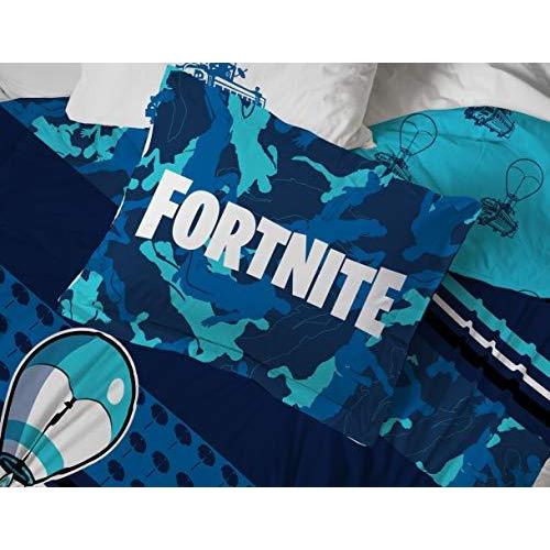 Jay Franco Fortnite バトルバス クイーンベッド7点セット - リバーシブル掛け布団&シーツセット寝具 - スーパーソフト 色 Fortnite Multi
