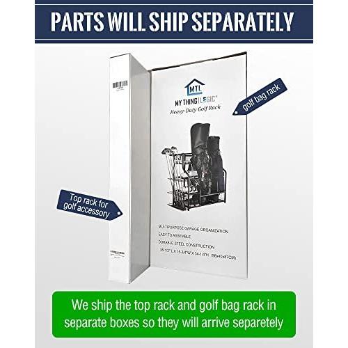 専用出品 Mythinglogic ゴルフクラブ収納ラック - ゴルフバッグ2個 スタンドとゴルフ用品アクセサリー収納オーガナイザー 取り外し可能なフック 【TMF9133355920】(32277円)