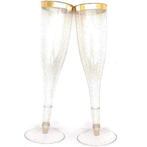 全日本送料無料 60pc明確なプラスチックClassicwareガラスのようにシャンパンのウェディングパーティ等で我々は勝笛ゴム金輝 アルコールグラス