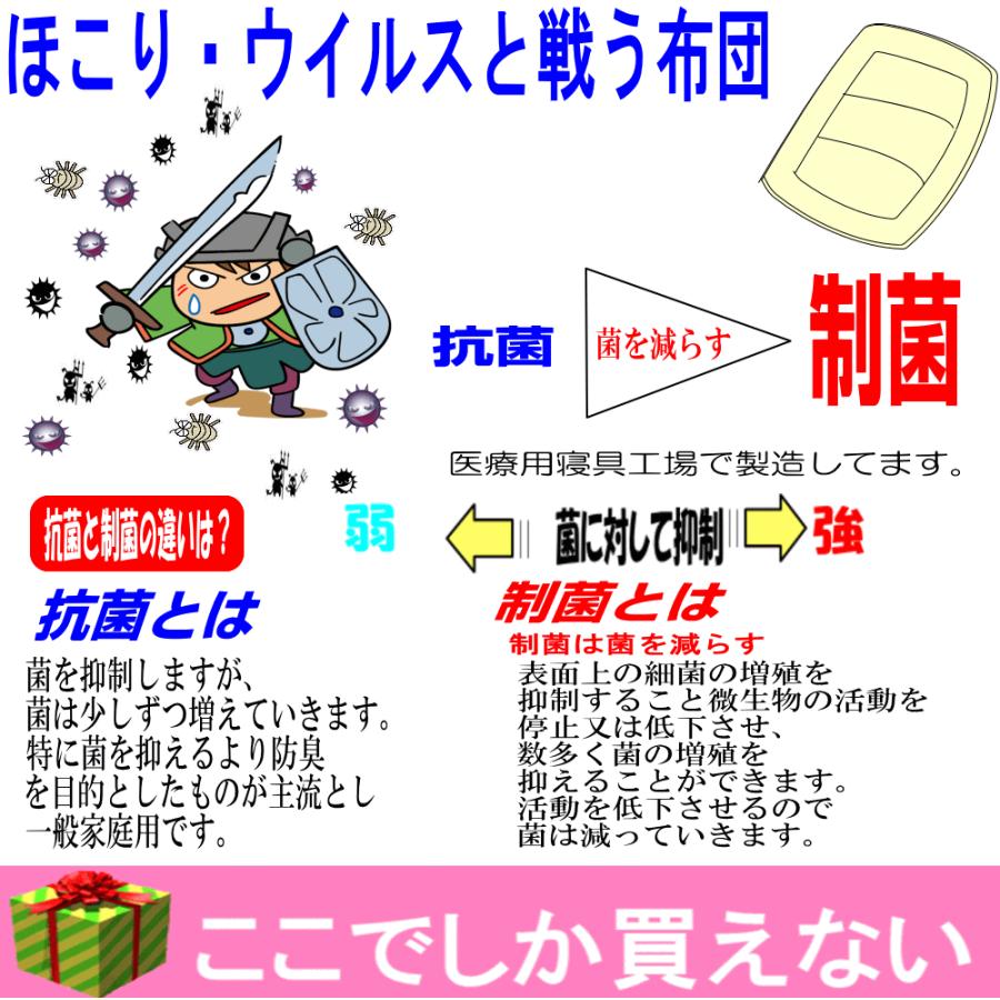 敷布団 クイーンサイズ 日本製 病院業務用敷き布団 軽量 敷ふとん しきふとん 抗菌 防ダニ アレルギー 155ｘ195敷ふとん｜hghr｜03