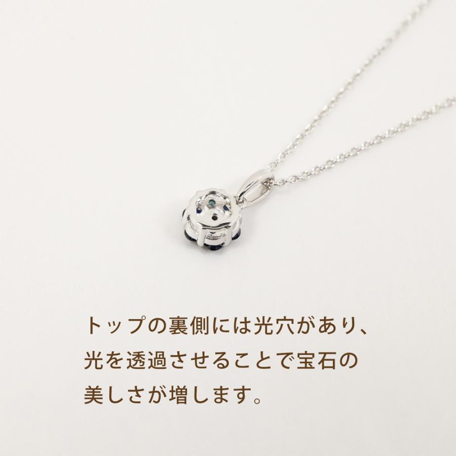 SV925 天然サファイアペンダントネックレスフラワーデザイン14005