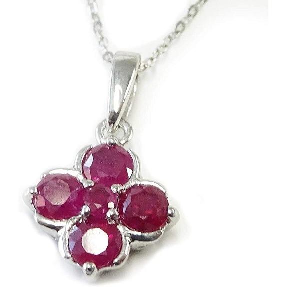 ルビーネックレス　50t sv925 SV925シルバー 天然ルビー ペンダント ネックレス 0.5ct クローバー