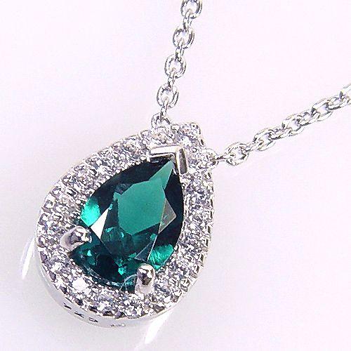 SVエメラルドペンダントネックレス・再結晶エメラルド0.589カラット