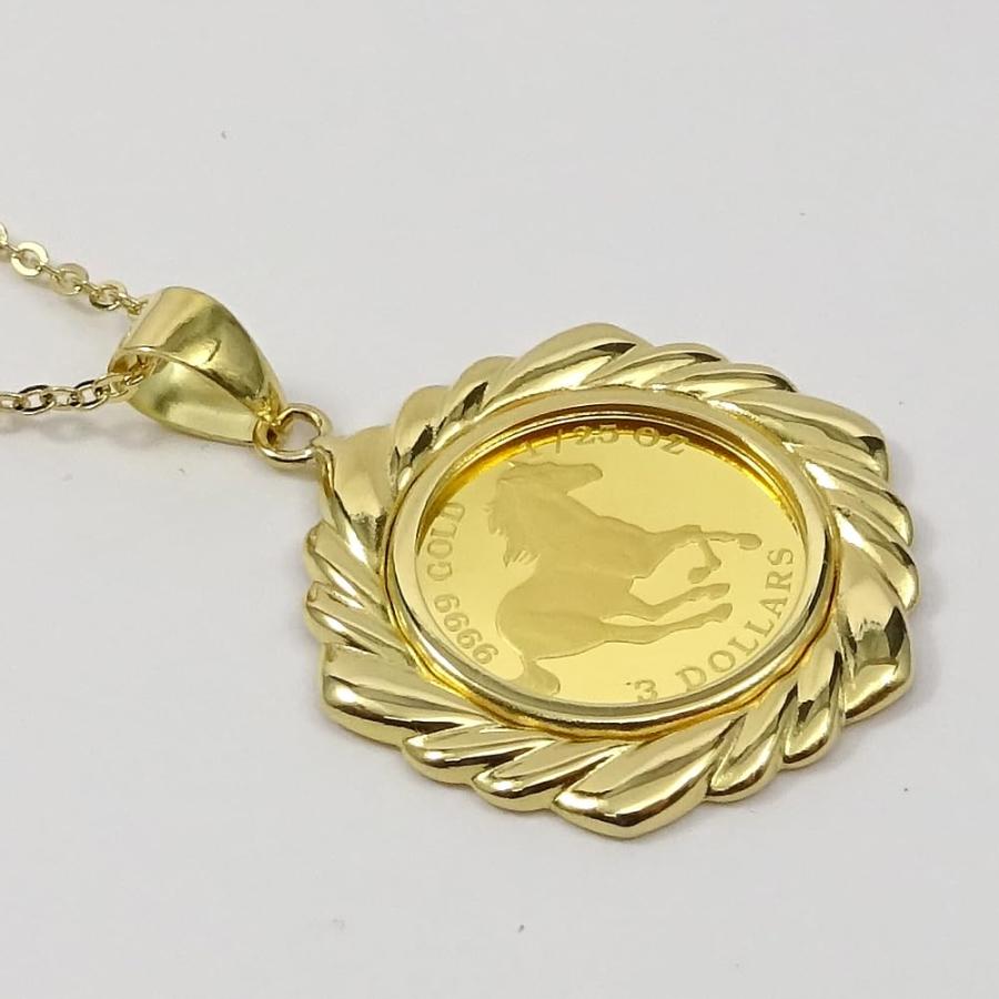 純金（K24/9999GOLD） ツバルホースコイン 金貨1/25oz・2024年エリザベスリバーシブルペンダントトップ11100773【ギフトラッピング済み】/送料無料の画像