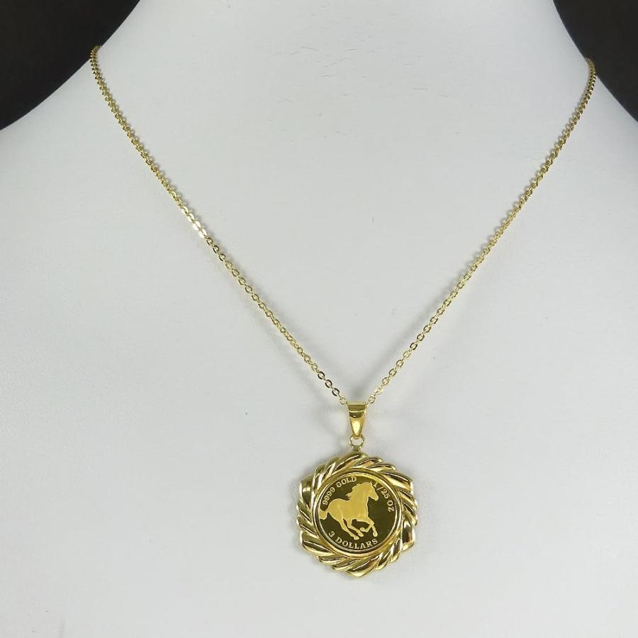 純金（K24/9999GOLD） ツバルホースコイン 金貨1/25oz・2024年エリザベスリバーシブルペンダントトップ11100773【ギフトラッピング済み】/送料無料の画像