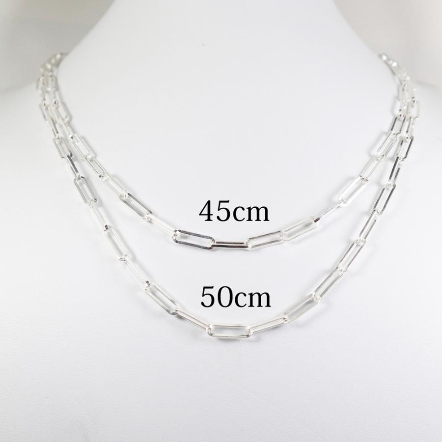 シルバー925 ペーパークリップチェーン4面カット 4mm/50cm SILVER925 ネックレス ペーパークリップチェーン 50cm男・女兼用タイプ