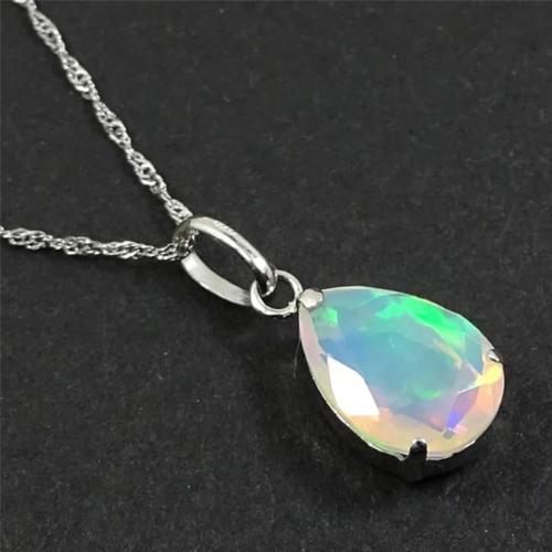 Ptプラチナ台 天然オパールネックレスペンダント プラチナ (4025_2024)【ギフトラッピング済み】の画像