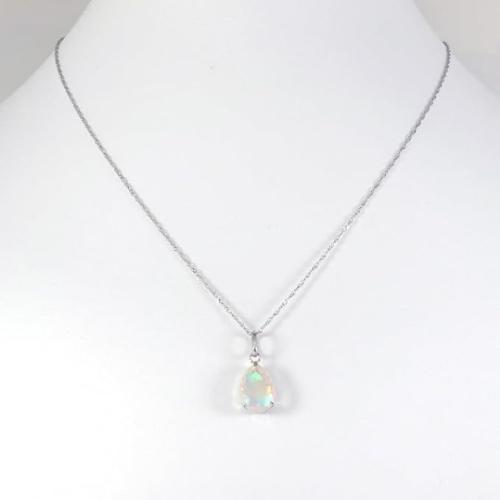 Ptプラチナ台 天然オパールネックレスペンダント プラチナ (4025_2024)【ギフトラッピング済み】の画像