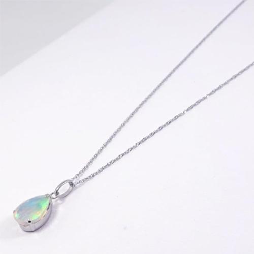 Ptプラチナ台 天然オパールネックレスペンダント プラチナ (4025_2024)【ギフトラッピング済み】の画像
