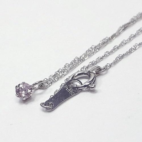 プラチナ天然ピンクダイヤモンドネックレスプチペンダント・0.08  