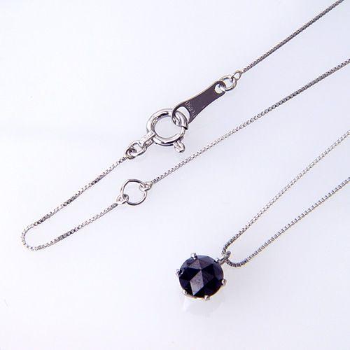 プラチナ天然ブラックダイヤモンドローズカット大粒0.5カラットペンダント・ネックレス一粒ダイヤモンド！/4月誕生石ダイヤ