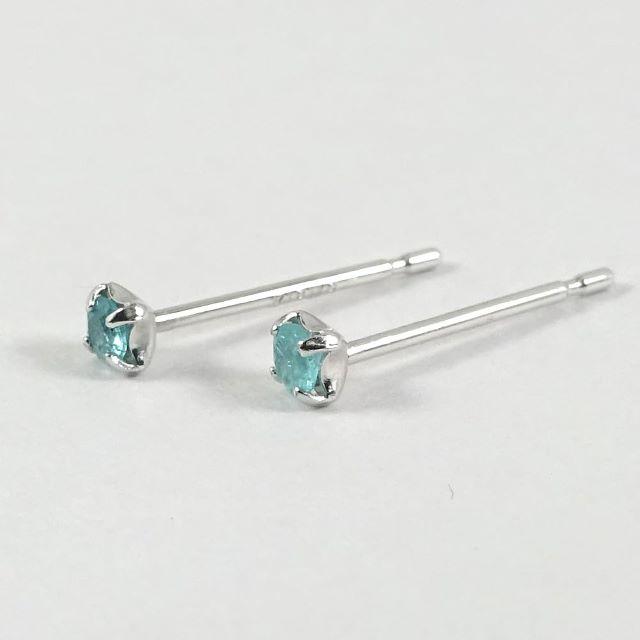 パライバトルマリンピアス K18WG 2mm / 計0.18ct ホワイトゴールド枠 ネオンブルー天然石 Paraiba Tourmaline 幻の稀少石 10月の誕生石｜hgsco-shop｜04