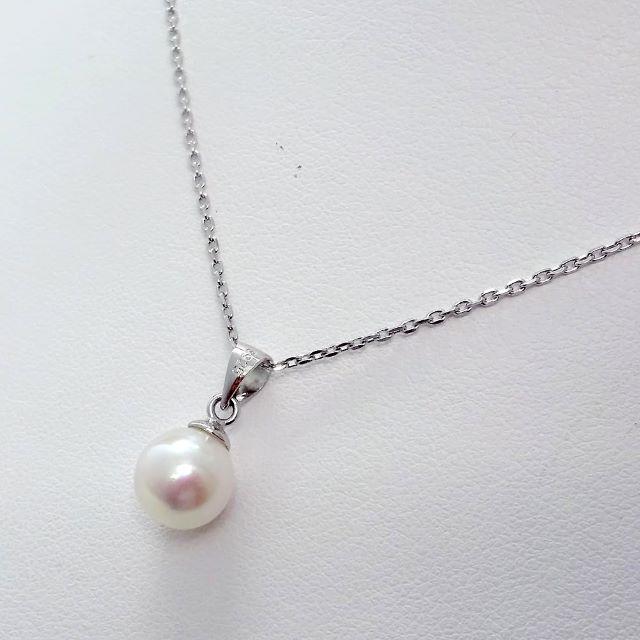 アコヤ本真珠ペンダントネックレス約8.0mm 巻き厚・照り光沢 SILVER925 