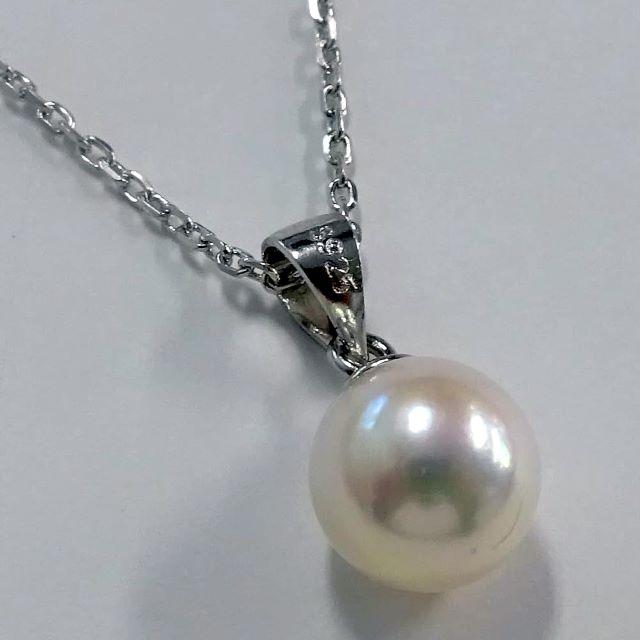 アコヤ本真珠ペンダントネックレス約8.0mm 巻き厚・照り光沢 SILVER925 