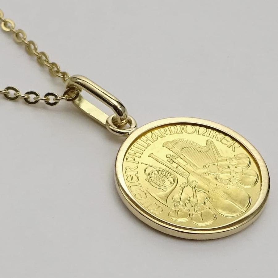 純金オーストリアハーモニー金貨（1/25oz）コインペンダント・トップK24金/送料無料の画像