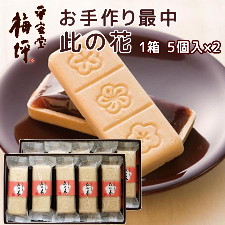 広島銘菓 手作り最中 此の花 5個入り 2箱セット 手提げ袋付き 送料