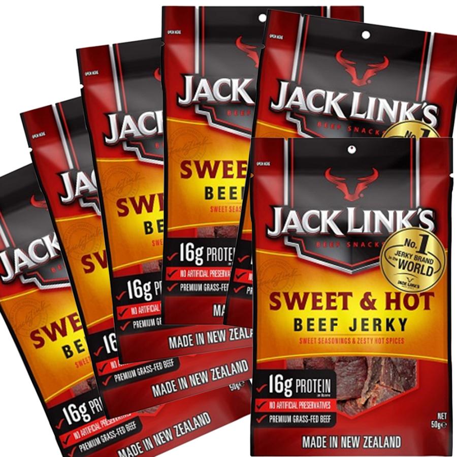 ジャックリンクス ビーフジャーキー スイートamp;ホット 6袋セット (50g×6) 送料無料 おつまみ USAジャーキー