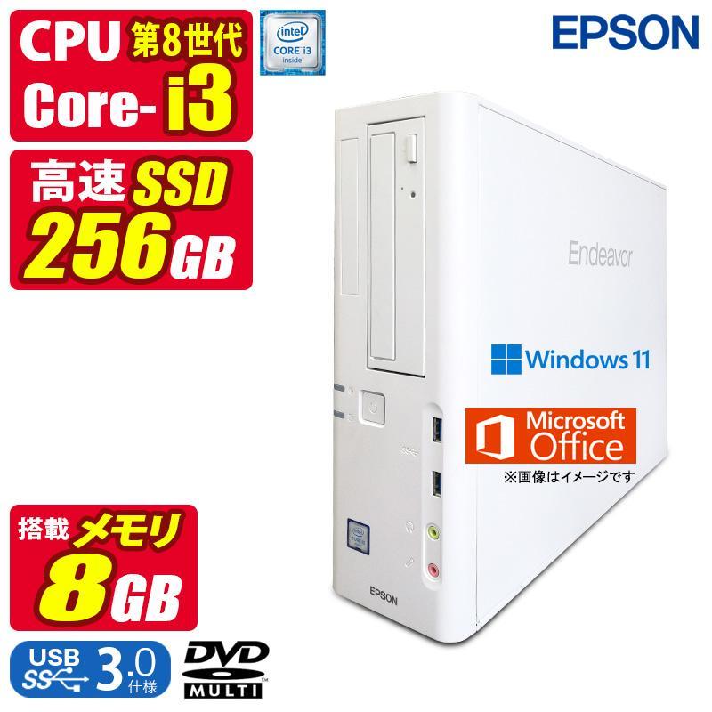 中古デスクトップパソコン Windows11 MicrosoftOffice2021 EPSON Endeavor AT994E 第8世代 Core i3 メモリ8GB SSD256GB USB3.0 DVDマルチ DVI VGA の商品画像