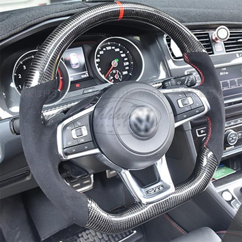 【タカボン】Golf GTI ステアリング ゴルフ7 GTI アクセサリー カスタム パーツ VW 用品 リアルカーボン