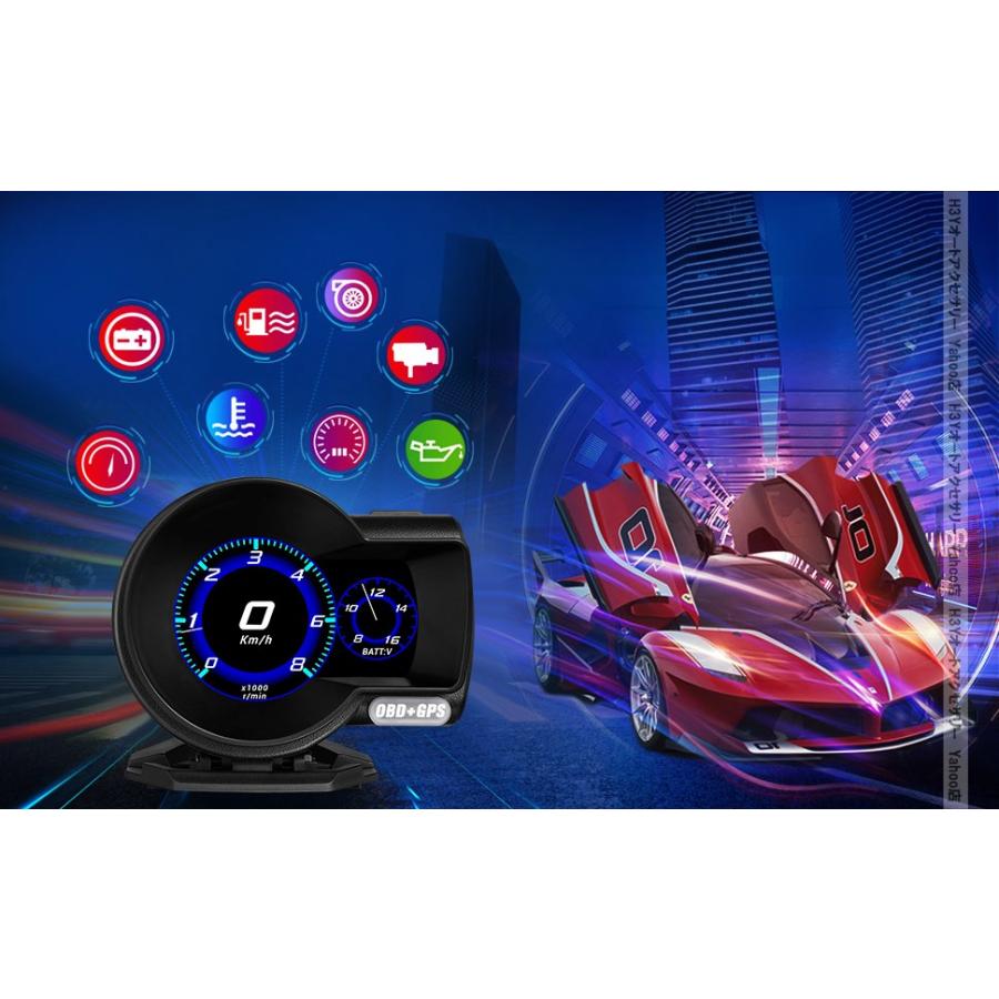 H3Y HUD ヘッドアップディスプレイ OBD2 GPS 多機能 マルチメーター
