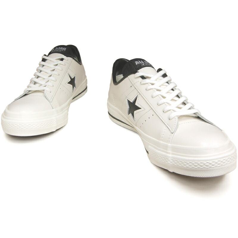 日本製 コンバース ワンスター J レザー ホワイト/ブラック 白黒 復刻 定番 ガラス レディース メンズ スニーカー CONVERSE ONE STAR WHITE/BLACK MADE IN JAPAN｜hi-fine｜02