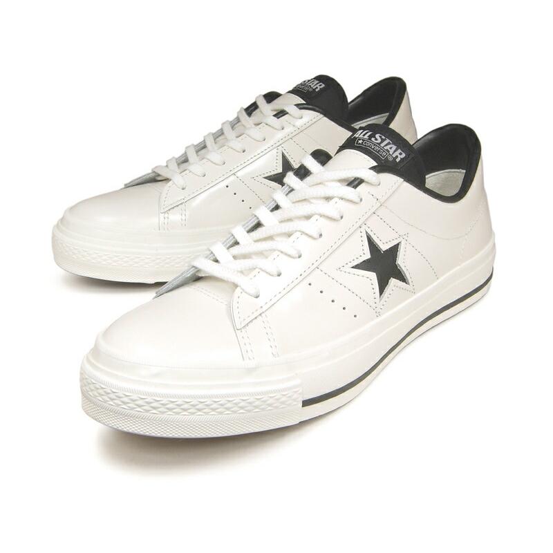 日本製 コンバース ワンスター J レザー ホワイト/ブラック 白黒 復刻 定番 ガラス レディース メンズ スニーカー CONVERSE ONE STAR WHITE/BLACK MADE IN JAPAN｜hi-fine｜03