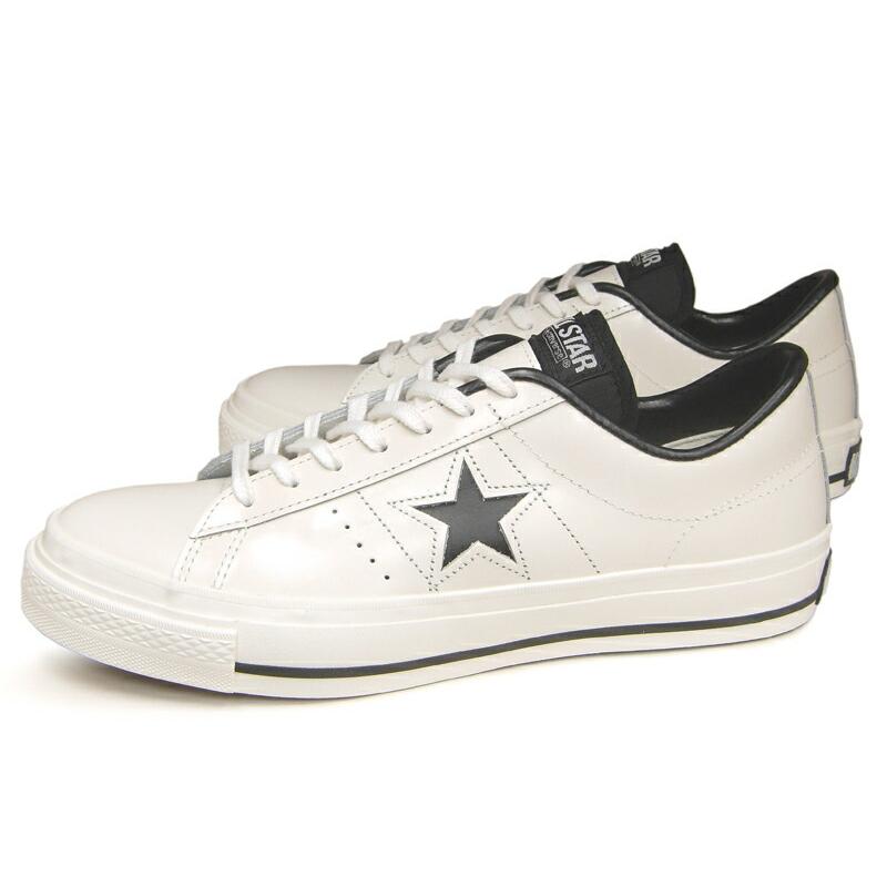 日本製 コンバース ワンスター J レザー ホワイト/ブラック 白黒 復刻 定番 ガラス レディース メンズ スニーカー CONVERSE ONE STAR WHITE/BLACK MADE IN JAPAN｜hi-fine｜06